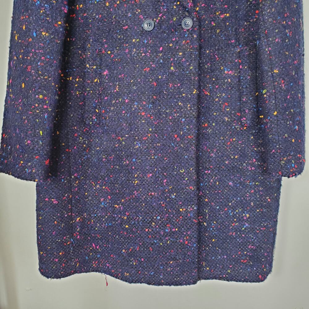 J. Crew Navy Tweed Double-Breasted Coat with Multicolor Speckle - Picture 5 of 11